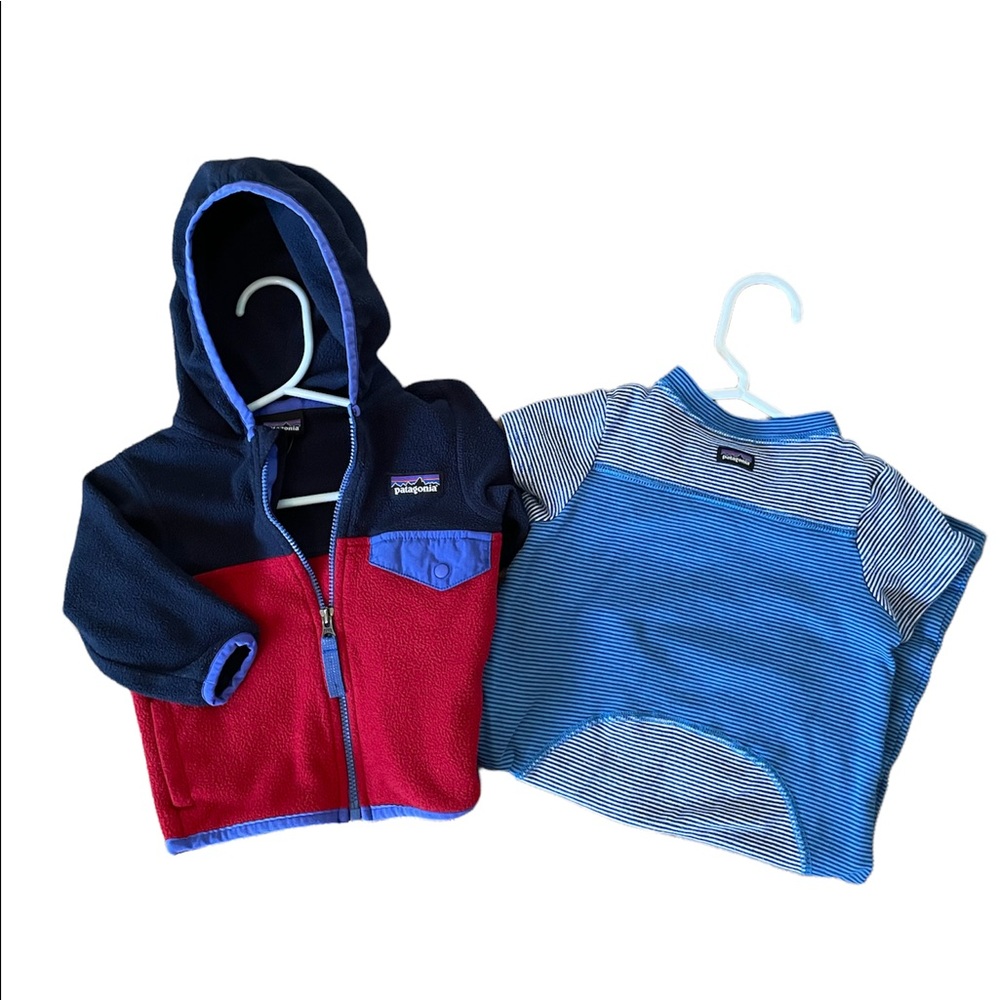 - Patagonia baby fleece jacket and Patagonia onesie